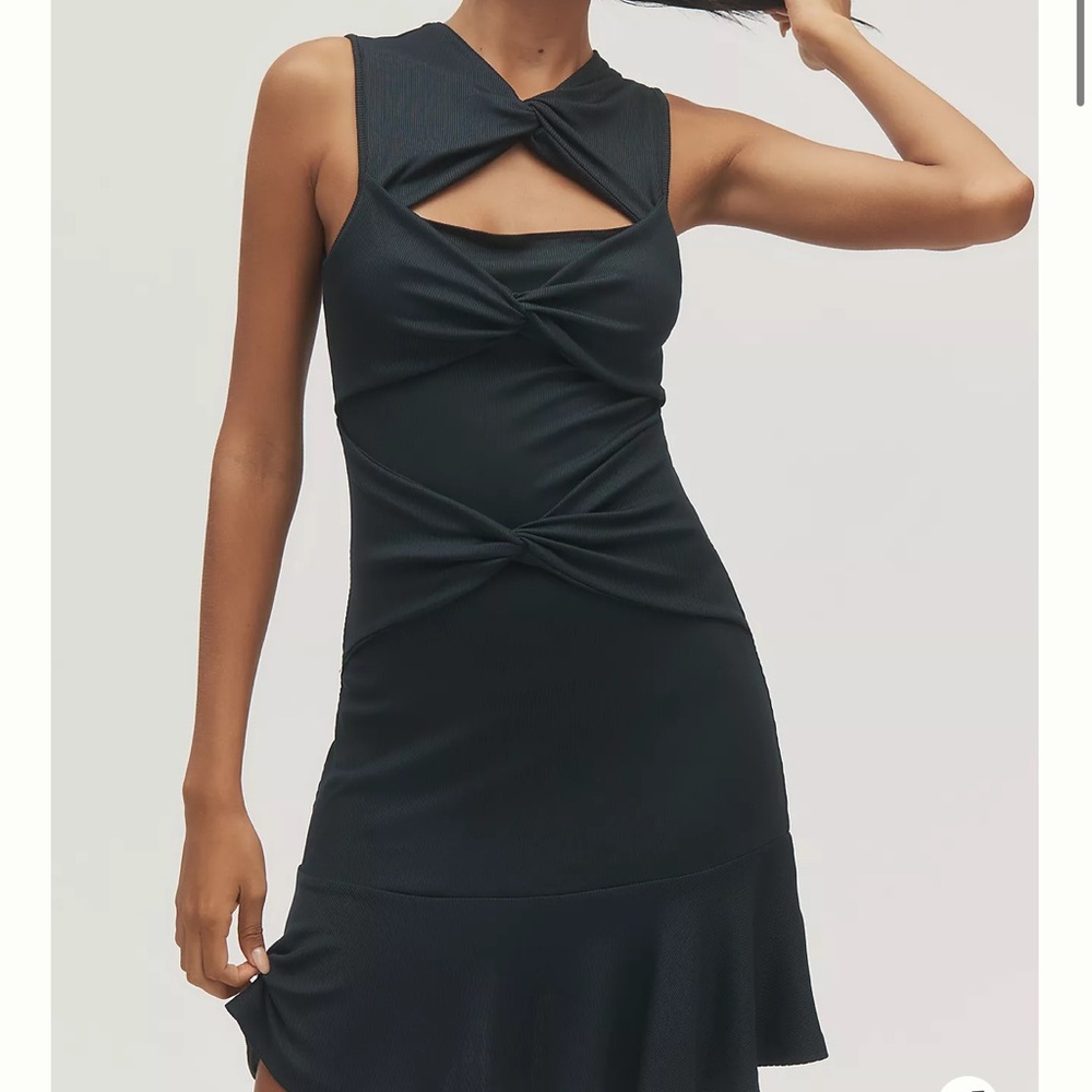 Elegant Black Twist-Front Dress